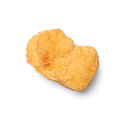 Delicious chicken nugget isolated on white, top view