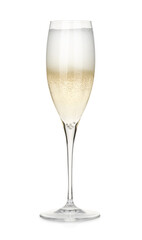 Champagne in glass isolated on white. Sparkling wine