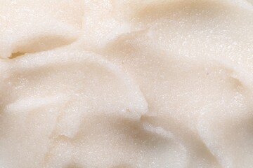 Natural body scrub as background, top view