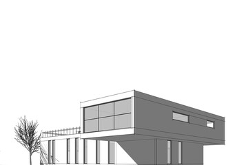 modern house architecture 3d illustration