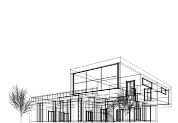 modern house architecture 3d illustration