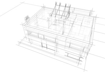 modern house architecture 3d illustration