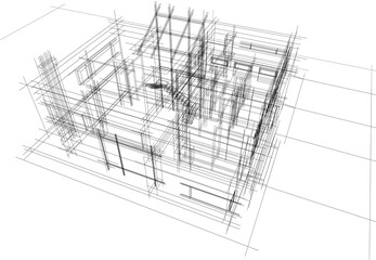 modern house architecture 3d illustration