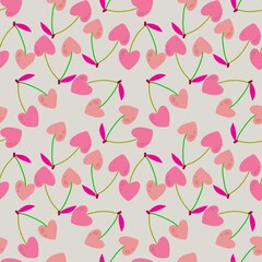 Summer fruit seamless cherry berry pattern for wrapping paper and fabrics