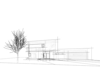 modern house architecture 3d illustration