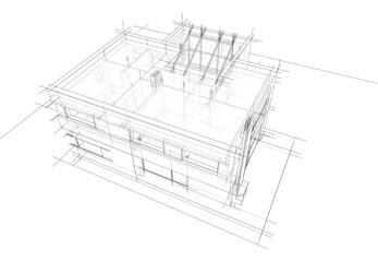 Obraz premium modern house architecture 3d illustration