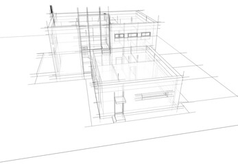 modern house architecture 3d illustration
