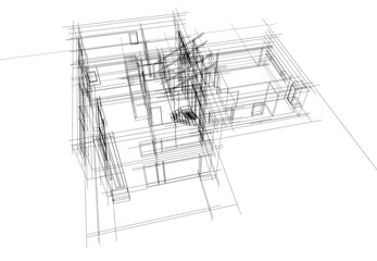 Obraz premium modern house architecture 3d illustration
