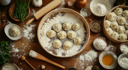 Cozy kitchen experience with homemade dumplings and fresh ingredients