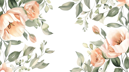 Peach Blossom Watercolor Floral Frame