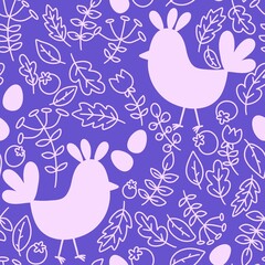 Easter chicken seamless birds pattern for wrapping paper and fabrics