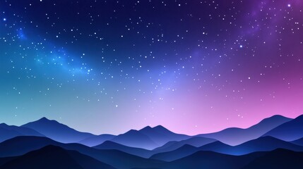 Starry night sky over serene mountain landscape, AI