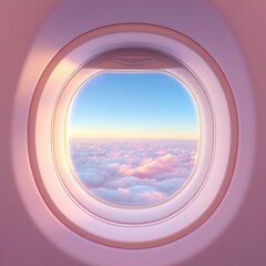 Airplane Window Frames - Inside View of Flight Concept Portholes Isolated on Background