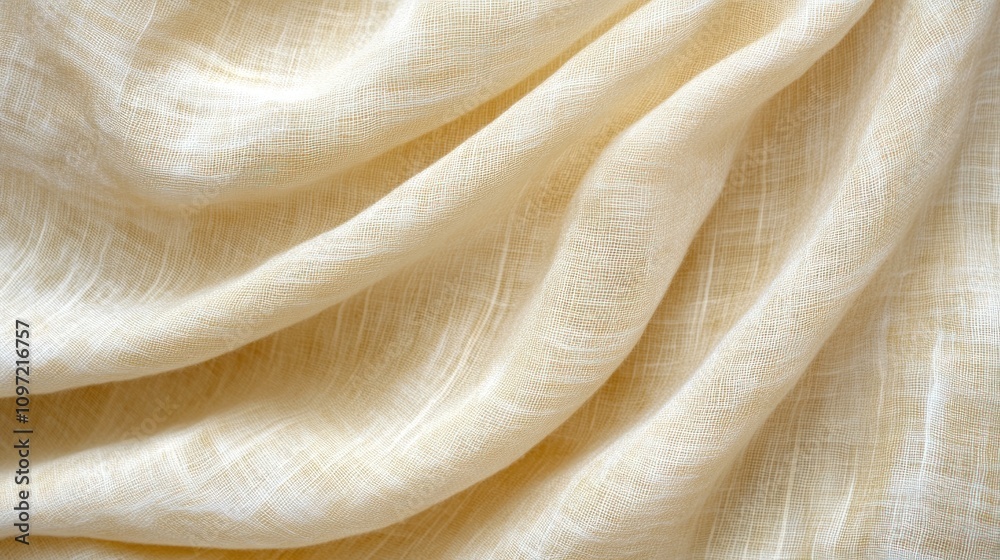Poster a close-up of soft, textured yellow fabric showcasing delicate folds and light transparency.