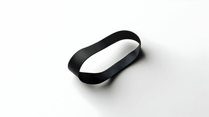 Black ribbon twisted into a Mobius loop shape on a white background.