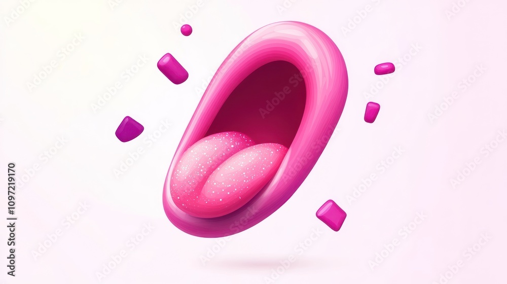 Aufkleber a stylized, pink, abstract representation of a mouth with two sparkly objects inside.