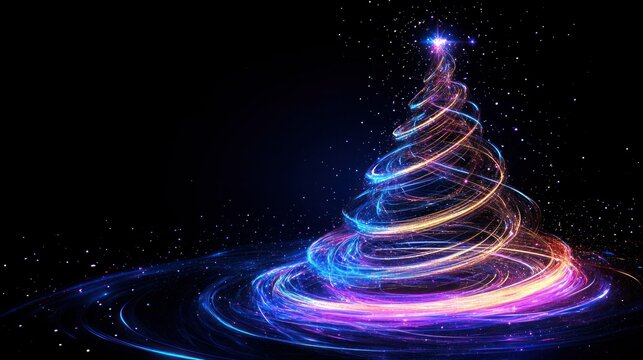 Festive Fantasy Christmas Tree Illustration - Abstract 3D Wallpaper Background Header