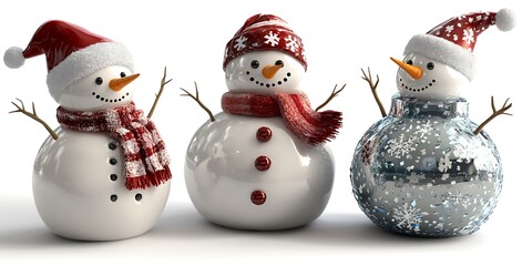 Group of Snowmen in a Row