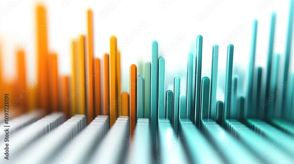 Fototapete Abstract representation of sound waves in vibrant colors, illustrating audio data visualization.