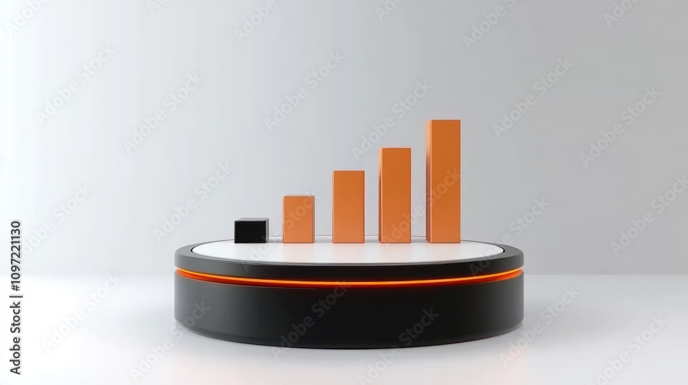 Aufkleber a 3d bar graph depicting growth with varying heights in a minimalist design.