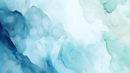 Naklejka premium Cool-toned watercolor in icy blues and greens resembling a winter landscape abstract