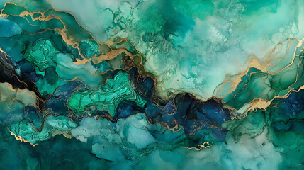 Calming watercolor wash in cool shades of green and turquoise with a subtle texture