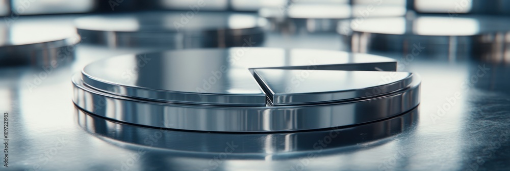 Aufkleber A metallic pie chart on a reflective surface, symbolizing data representation.