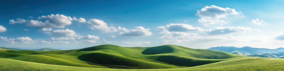 A vast open sky above rolling hills, leading the eye to the distant vanishing point.