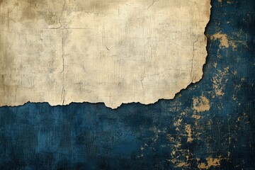 Obraz premium Textured wall with peeling paint in beige and dark blue colors.