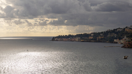 Obraz premium Naples, Tyrrhenian Sea, on the southern coast of the Gulf of Naples. Sea side.