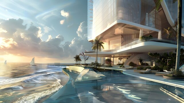 Largescale building processes glass in coastal regions highlighting advanced techniques and architectural beauty