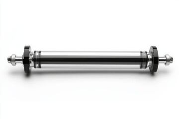 Transparent syringe with black accents, isolated on white background
