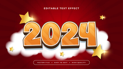 Red Orange and White 2024 3d Editable Text Effect - Font Style