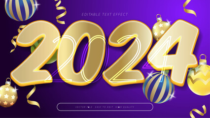 Gold and Purple Violet 2024 3d Editable Text Effect - Font Style