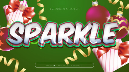 White Red and Green Sparkle 3d Editable Text Effect - Font Style