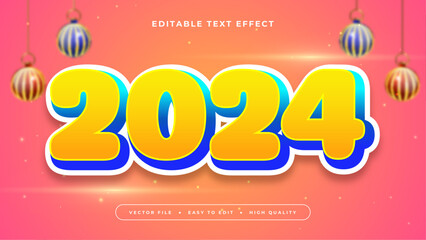 Blue Yellow and Pink 2024 3d Editable Text Effect - Font Style