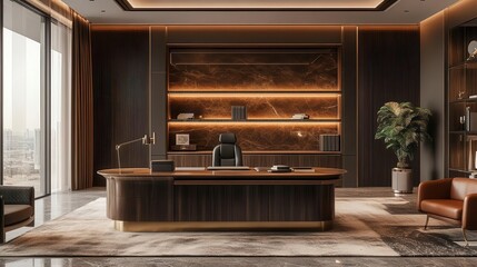 Sophisticated, refined office space with minimalist furniture