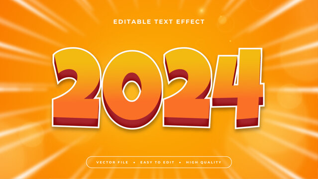 Orange and White 2024 3d Editable Text Effect - Font Style