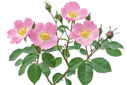 A stunning pink cabbage rose in full bloom isolated on a white background