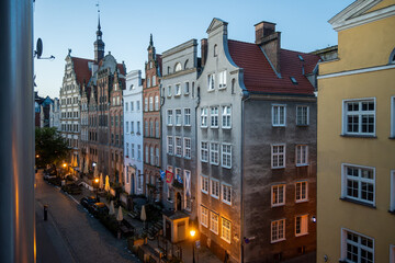 Obraz premium Colorful facades and buildings in old central part of Gdansk city, Poland in sunny day