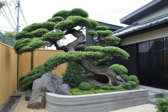 Distinctive pine shaping method or Niwaki for Japanese gardens