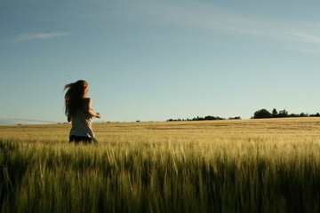 woman running in the field