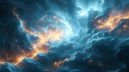 Cosmic Cloudscape - A Celestial Dance of Light and Color