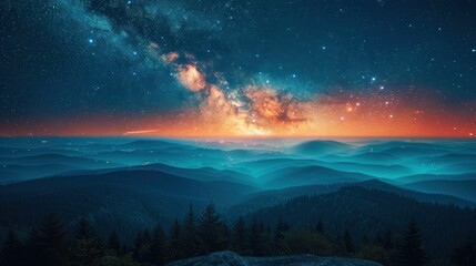 Fototapeta premium Milky Way Over Mountains