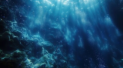 Fototapeta premium Sunlight Rays Illuminating Underwater Scene