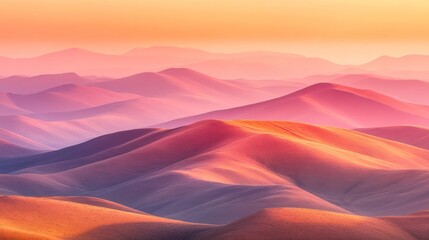 Fototapeta premium Rolling Hills Sunset Hues Painted Landscape