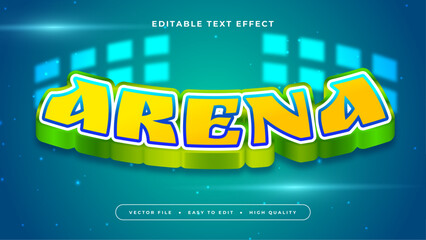 Yellow Green and Blue Arena 3d Editable Text Effect - Font Style