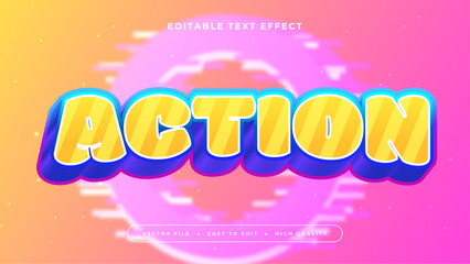 Yellow Blue and Pink Action 3d Editable Text Effect - Font Style