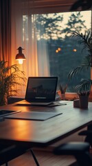 Fototapeta premium office desktop with a laptop