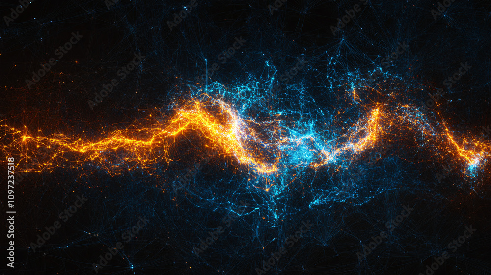 Poster Plexus network abstract symbolizing connection, communication, internet, or data exchange